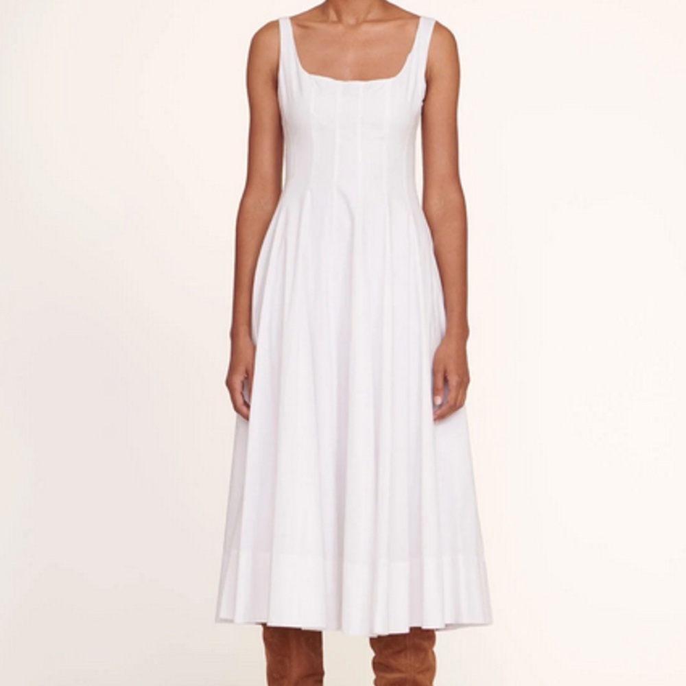 🌺🎉HP🎉🌺 NWT Staud Wells Midi Dress White - Picture 9 of 16